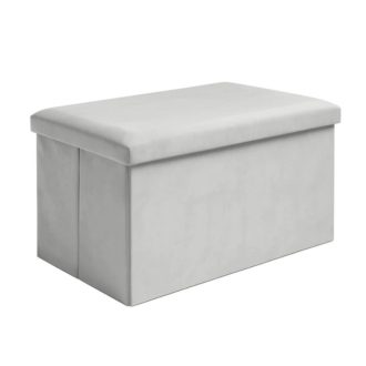   Összecsukható Szürke Bársony Tárolópuff 60x30x30cm 00025994