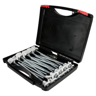   Csavaros sátorcövek készlet 20 db adapterrel, keménytokban – gyors és stabil rögzítés 015706