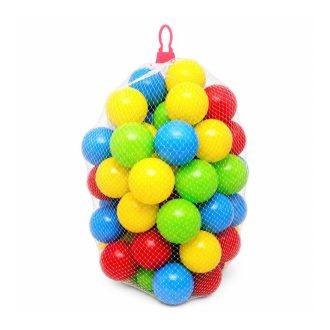   Színes játszómedence-labdák hálóban, 60 db – 6,5 cm 095030