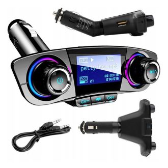   8 az 1-ben multifunkciós Bluetooth fm adó 2 USB porttal, 5.0, fekete 10049