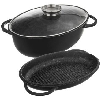   Orion GRANDE gránit bevonatú tepsi fedővel 3 az 1-ben 10 L – 43 × 28 cm, tapadásmentes 127027