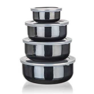 BANQUET Fekete zománcozott tálkészlet, 8 db 13823471