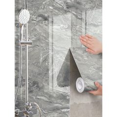   1 Tekercs Vízálló Márványmintás Tapéta, 45x100 cm, Ezüstszürke 35703384-ESZ2