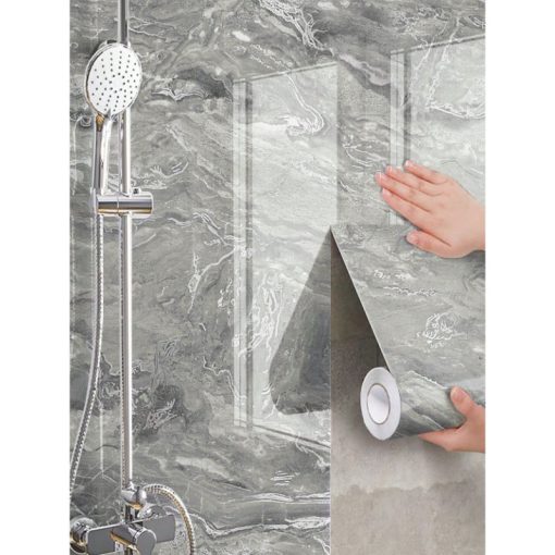 1 Tekercs Vízálló Márványmintás Tapéta, 45x100 cm, Ezüstszürke 35703384-ESZ2