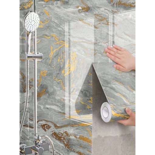 1 Tekercs Vízálló Aranyozott Márványmintás Tapéta, 45x100 cm, Szürke 35703384-SZ3