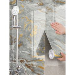   1 Tekercs Vízálló Aranyozott Márványmintás Tapéta, 45x300 cm, Szürke 35703384-SZ5