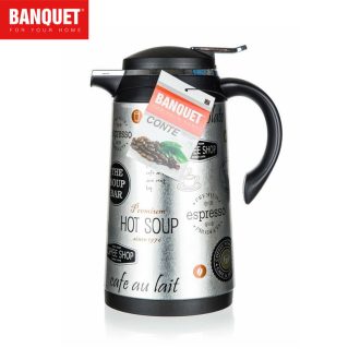   BANQUET Termosz rozsdamentes acél CONTE 1 l, üveg betéttel, Coffee dekor 48786115