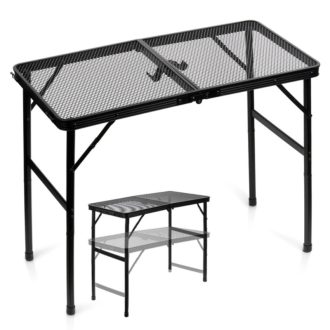   Összecsukható alumínium kempingasztal, fekete, 2 az 1-ben – 80x40x37/66 cm 489391