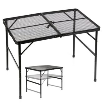   Összecsukható alumínium kempingasztal, fekete, 2 az 1-ben – 90x60x42/66 cm 489393