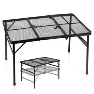   Összecsukható alumínium kempingasztal, fekete, 2 az 1-ben – 90x60x27/56 cm 489394