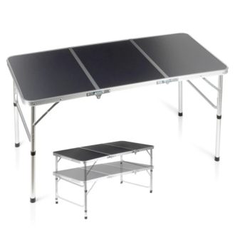   Összecsukható fém grafit kempingasztal 2 az 1-ben 120x60x34,5/65 cm 489407