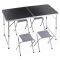Összecsukható fém kempingasztal székekkel  –  120x60x55/62/70 cm, 5 részes szett 489412