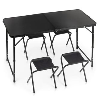   Összecsukható alumínium kempingasztal székekkel – 120x60x55/62/70 cm, 5 részes szett 489413