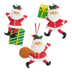 Karácsonyfadísz 3 féle mintás 11cm-es mikulás  49728
