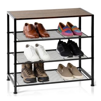 Fekete fém cipőtartó, 4 szint, 60x30x57 cm 566028