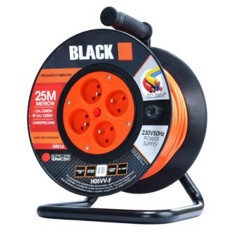 BLACK kerti dobos hosszabbító 25 m 3x1,5 H05VV-F 59016