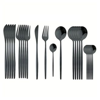   24 részes evőeszköz készlet, rozsdamentes acél - Fekete 601099521763851-F