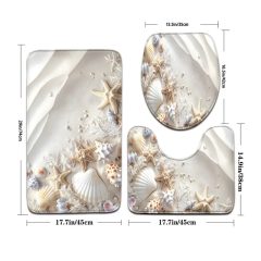   3 darabos Ocean Series fürdőszobai szett - WC-fedél és lábtörlő 601099852409539