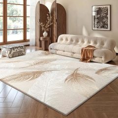  Puha bársony szőnyeg 200x300cm - Krém színű, Toll mintás 601100035954811-200300