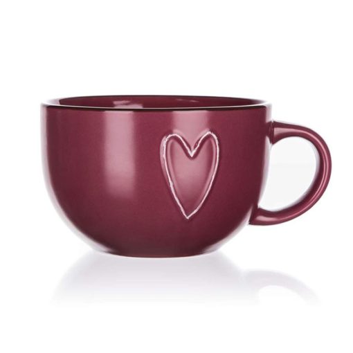 BANQUET Jumbo kerámia bögre HEART 730 ml, bordó 60324995