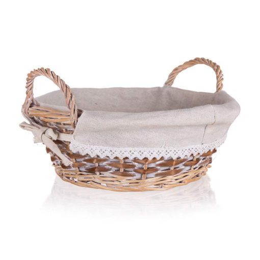 HOME DECOR Fonott kosár fogantyúval, DUO, 30 x 11 cm, kerek, barna-fehér 
63940550