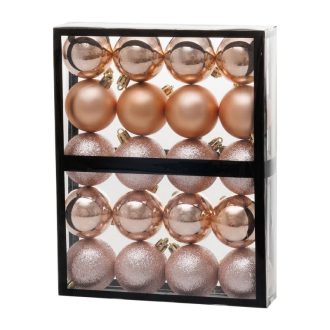   MagicHome karácsonyfadísz gömb szett – 20 db, rózsaarany, 5 cm 8091741