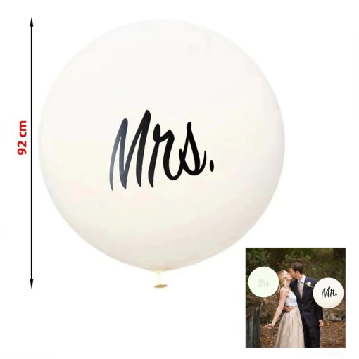 Óriás XL lufi MRS felirattal, fehér 92cm  85426