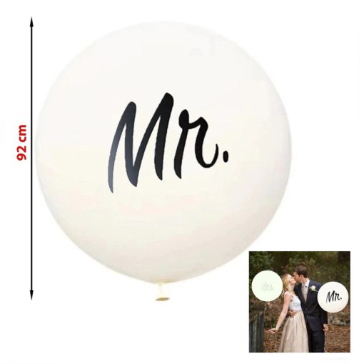 Óriás XL lufi MR felirattal, fehér 92cm 85427