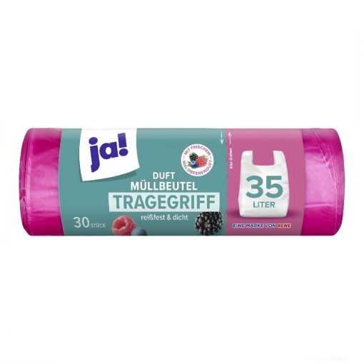 ja! Illatos szemeteszsák hordfüllel, 35 liter, 30 darab, erdei gyümölcs illattal 8990667