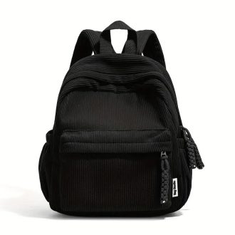   Kordbársony  hátizsák – több zsebbel, modern stílusban fekete AA342667-b