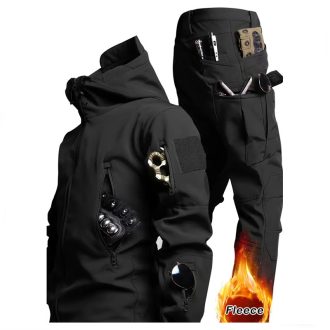   Softshell taktikai polárbéléses kabát és nadrág szett fekete L méret AU4713866-fl