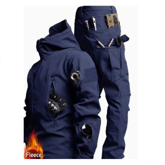   Softshell taktikai polárbéléses kabát és nadrág szett kék M méret AU4713866-km