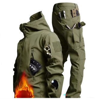   Softshell taktikai polárbéléses kabát és nadrág szett zöld S méret AU4713866-zs