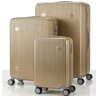 Aurea Prémium Kemény ABS 3db-os bőrönd szett bézs AURB