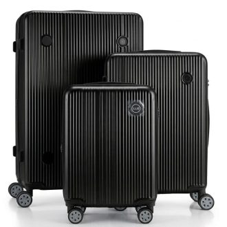 Aurea Prémium Kemény ABS 3db-os bőrönd szett fekete AURF