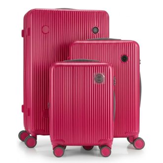 Aurea Prémium Kemény ABS 3db-os bőrönd szett piros AURP