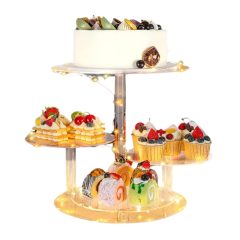  3 szintes LED világításos tortaállvány – akril, átlátszó AW129327
