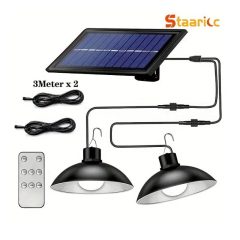   STAARICC napelemes, távirányítós függőlámpa – 2 LED izzóval, beltéri/kültéri használatra BH30988