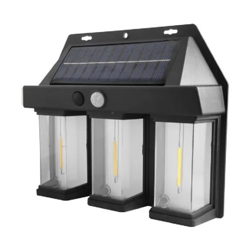 Kültéri napelemes fali lámpa mozgásérzékelővel – 3 LED BK-618-3
