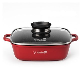   Bachmayer Négyzet Alakú Sütőtál 28 cm Üvegfedővel BM-7778-28