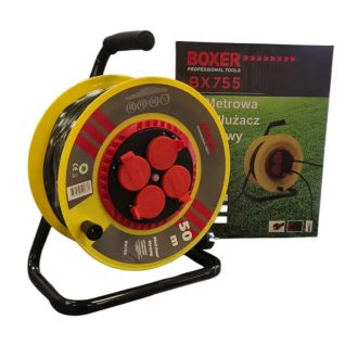   BOXER BX-755 hosszabbító kábel műanyag dobon biztonsági zárral – 50 méter – 2950 watt