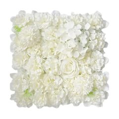   Mesterséges virág dekor falpanel – 4db 38 x 38 cm, rózsákkal és hortenziákkal FEHÉR CL777661-2