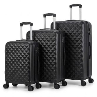   Diamond Premium 3db-os Keményfalú Bőröndszett Fekete DIA3F