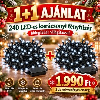   240 LED-es karácsonyi fényfüzér hidegfehér világítással, 1+1 ajánlat DN-73HF-1p1