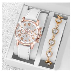   2 részes női ajándékszett karóra+karlánc fehér-rose DQ734940