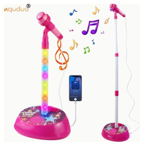 Gyerek karaoke mikrofon állvánnyal – 111 cm, világítással és telefoncsatlakozással DR654320