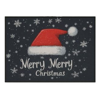   Karácsonyi lábtörlő Merry Merry Christmas felirattal, fekete, 60 × 90 cm DYW15