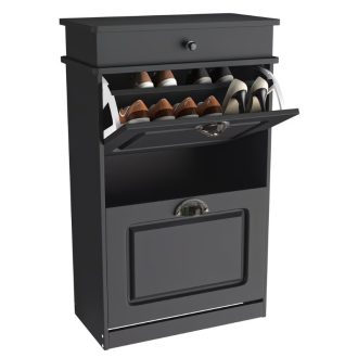   2 ajtós cipősszekrény billenő ajtóval – fekete, 82 × 52 × 23 cm EF7179040