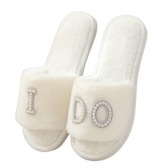 Elegáns gyöngyös feliratos plüss papucs EJ1527946-ID