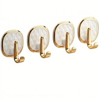   4 Részes Prémium Fehér-Arany Öntapadós Fali Akasztó Szett EK2235527-W